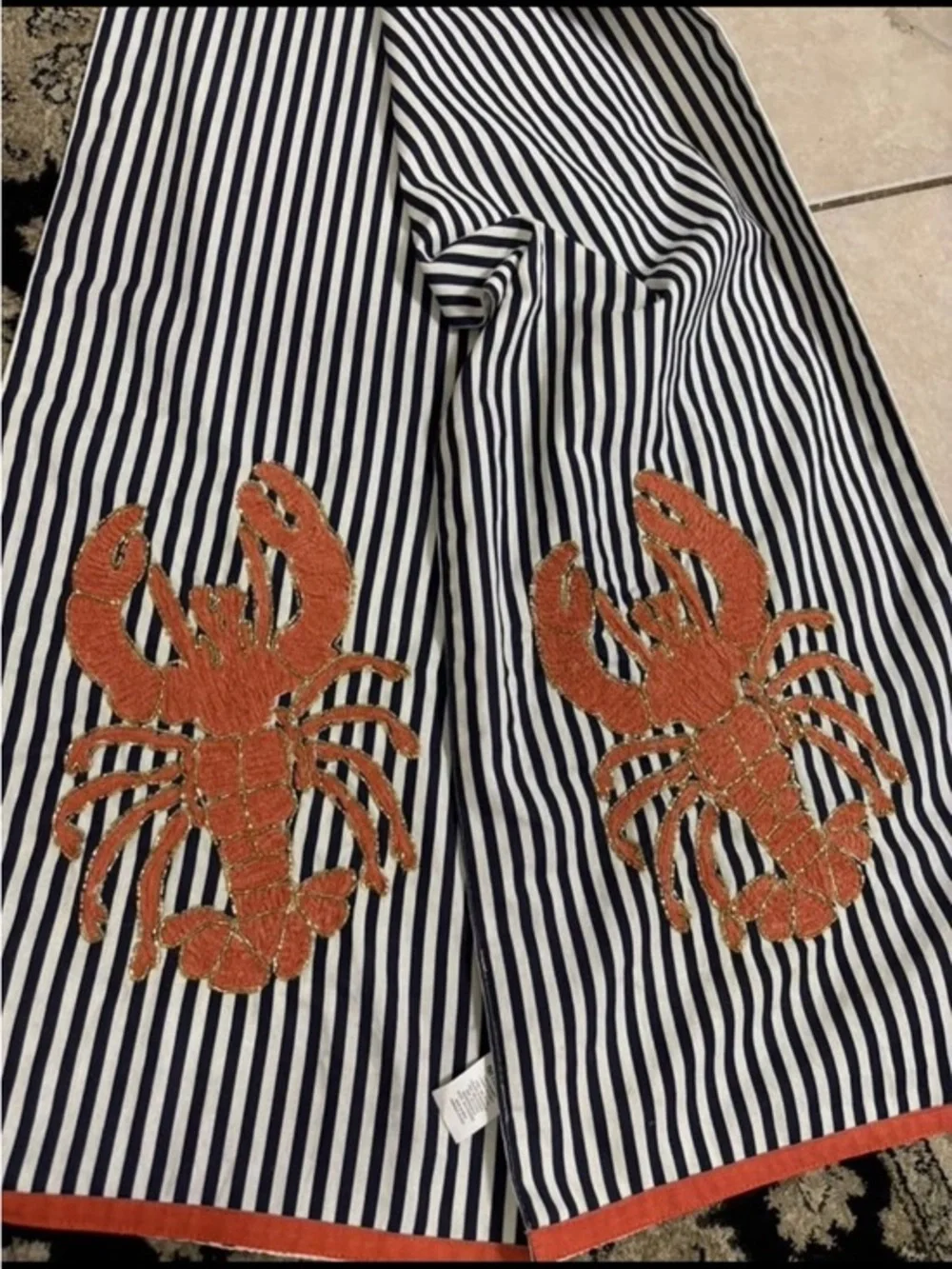 Pier 1 beaded lobster striped table runner